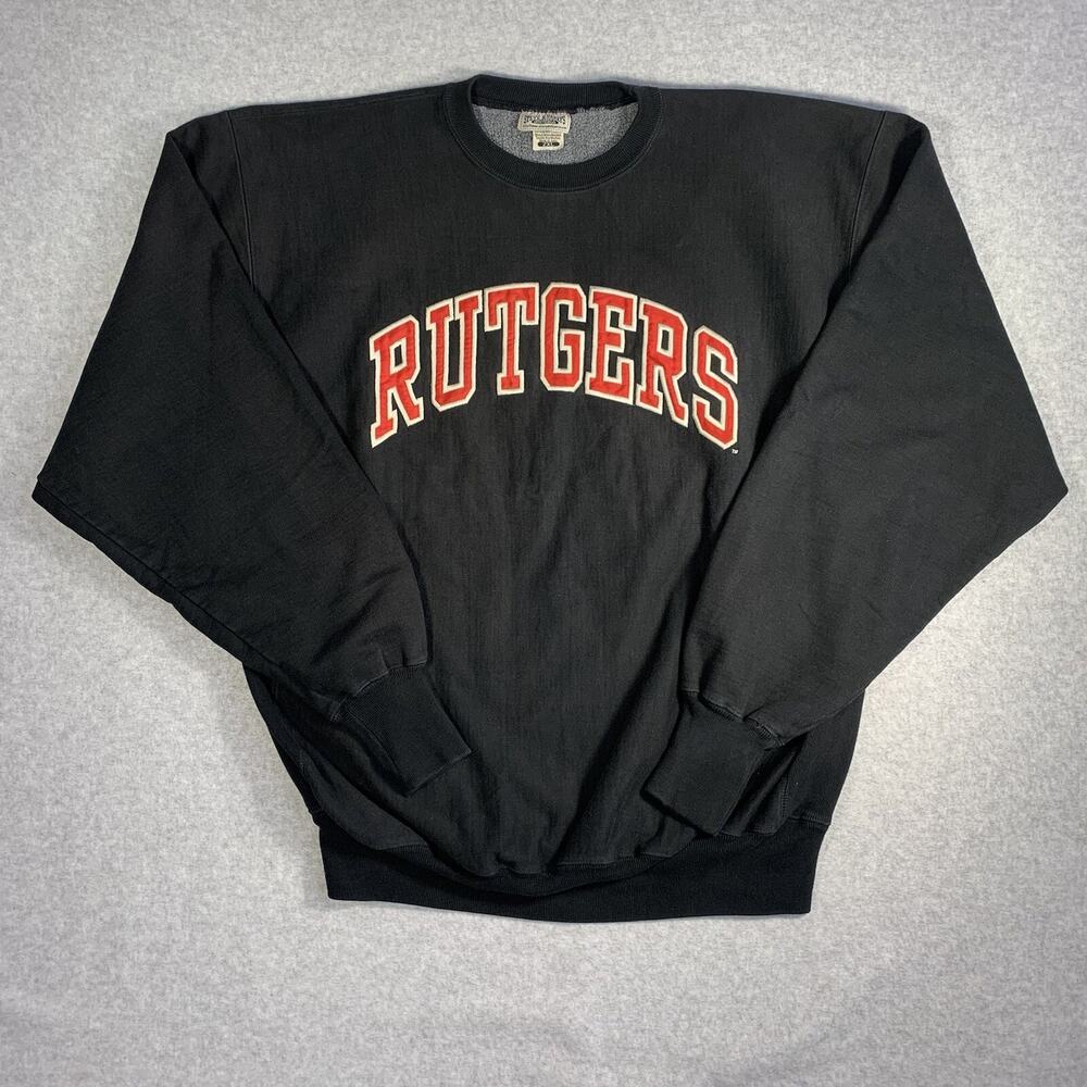 VTG Rutgers Scarlet Knights Steve and Barry's Black Crewneck Sweater Men’s XXL